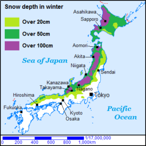 Japan Map snow area of Japan